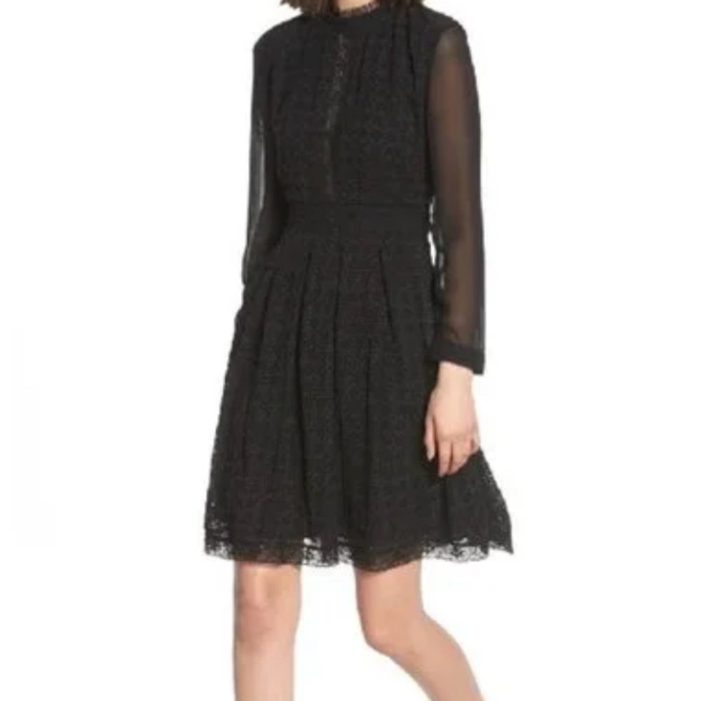 All Saints Lillith Black Eyelet Sheer Dress US Size 6